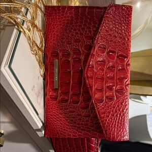 Brahmin Red Croc-Embossed Leather Envelope Clutch -